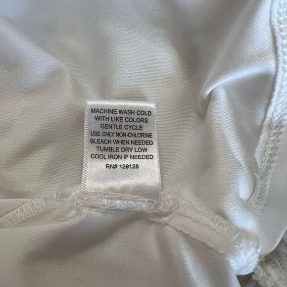 RYAN MICHELLE Sheath Dress Medium White Lace Overlay Lined Bell Sleeve Summer - Picture 10 of 16